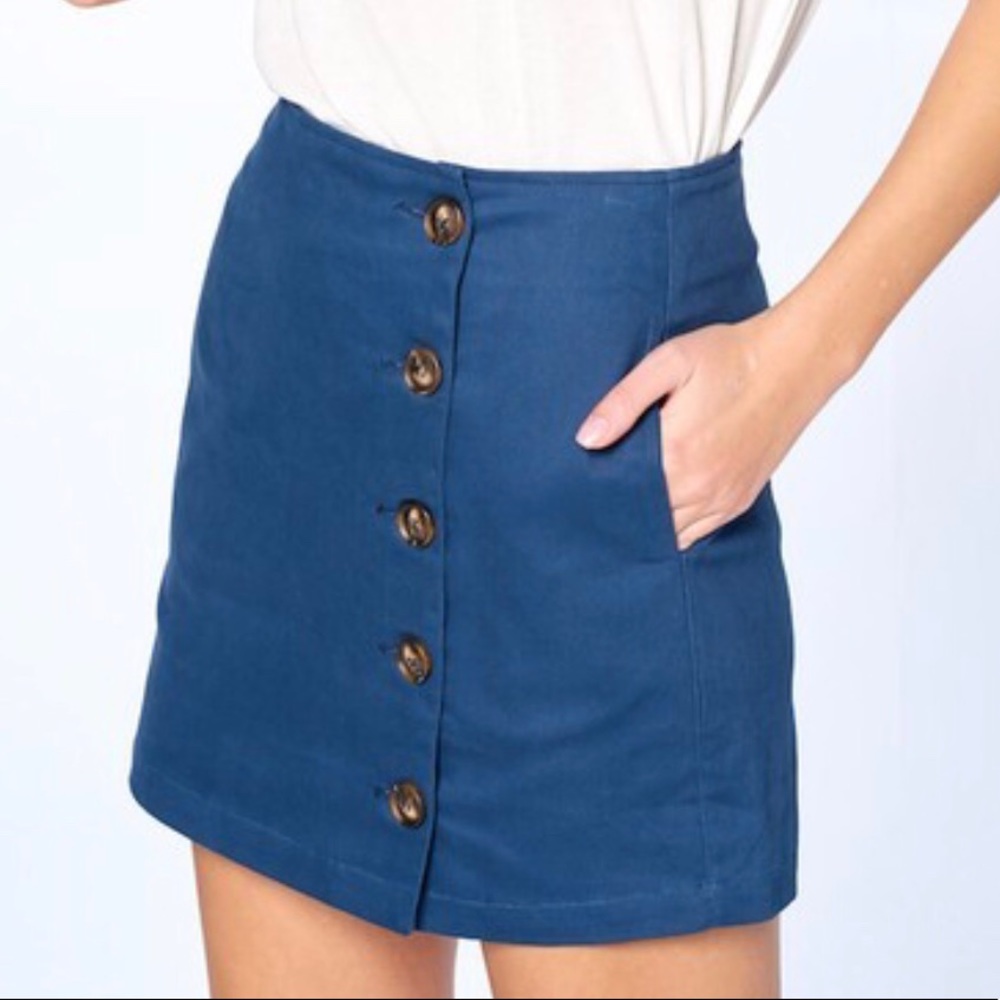 Navy Button Skirt